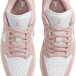 کتانی نایکی اورجینال مدل Nike Air Jordan 1 Low White/Sail/Pink Oxford