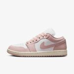 کتانی نایکی اورجینال مدل Nike Air Jordan 1 Low White/Sail/Pink Oxford