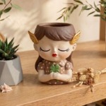 گلدان سرامیکی دختر گل سر بال فرشته