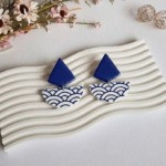 گوشواره خمیری طرح موج - رنگ آبی